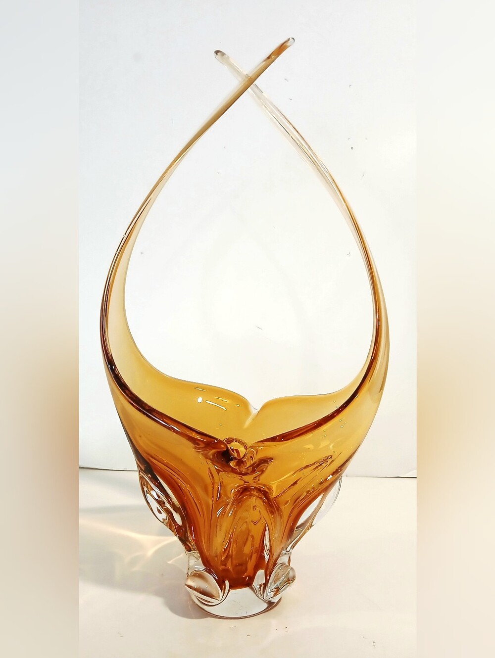 Amber Art Glass Sculpture - Elegant Home Art